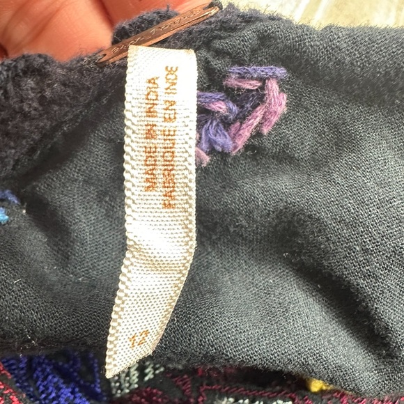 FREE PEOPLE: Misty Meadows Black Embroidered Boho Festival Mini Dress -Size 12 - Picture 11 of 11